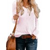 Knitting Solid Color Long Sleeve V-neck Blouse For Women