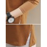 Solid Color O-neck Long Sleeve Casual Blouse