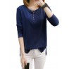 Solid Color O-neck Long Sleeve Casual Blouse