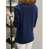 Solid Color O-neck Long Sleeve Casual Blouse