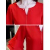 Chiffon Solid Color Bell Sleeve O-neck T-shirt