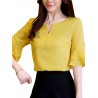 Chiffon Solid Color Bell Sleeve O-neck T-shirt