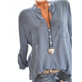 Casual Polka Dot Print Loose Long Sleeve Blouse For Women