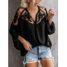 Sexy Perspective V-neck Long Sleeve Blouse