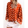 Lace Patchwork Polka Dot Long Sleeve Blouse For Women