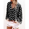 Lace Patchwork Polka Dot Long Sleeve Blouse For Women