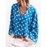 Lace Patchwork Polka Dot Long Sleeve Blouse For Women