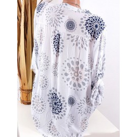 Loose Print Long Sleeve Casual Blouse For Women