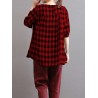 Women Check Plaid Long Sleeve Irregular Hem Loose Blouses