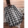 Women Check Plaid Long Sleeve Irregular Hem Loose Blouses