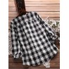 Women Check Plaid Long Sleeve Irregular Hem Loose Blouses