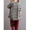 Women Check Plaid Long Sleeve Irregular Hem Loose Blouses