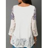 Chic Print Lace V-neck 3/4 Sleeve Blouse