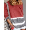 Strip Patchwork Long Sleeve O-neck Shirt For Women