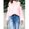 Chic Off The Shoulder Solid Color Half Neck Blouse