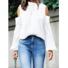 Chic Off The Shoulder Solid Color Half Neck Blouse