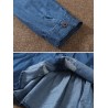 Casual Print Trun-down Collar Button Denim Shirt