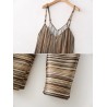 Casual Stripe Spaghetti Strap Loose V-neck Harem Jumpsuits