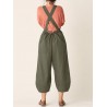 Bib Cargo Pocket Drawstring Overalls Jumpsuit