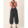 Bib Cargo Pocket Drawstring Overalls Jumpsuit