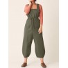 Bib Cargo Pocket Drawstring Overalls Jumpsuit