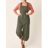 Bib Cargo Pocket Drawstring Overalls Jumpsuit