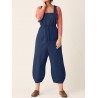 Bib Cargo Pocket Drawstring Overalls Jumpsuit