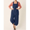 Bib Cargo Pocket Drawstring Overalls Jumpsuit