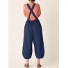 Bib Cargo Pocket Drawstring Overalls Jumpsuit