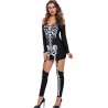 Halloween Skeleton Print Cold Shoulder Long Sleeve Women Jumpsuits