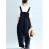 Vintage Pure Color Sleeveless Side Pocket Long Jumpsuits