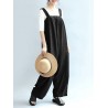 Vintage Pure Color Sleeveless Side Pocket Long Jumpsuits