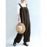 Vintage Pure Color Sleeveless Side Pocket Long Jumpsuits