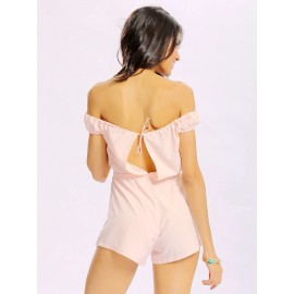 Women Sexy Off Shoulder Hollow Backless Bandage Jumpsuit