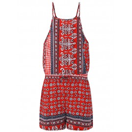 Bohemian Printed Halter Backless Sexy Women Short Jumpsuits