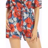 Women Vintage Floral Print V-neck Half Sleeve Short Jumpsuit