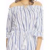 Women Casual Stripe Print Off Shoulder Half Sleeve jumpsuit