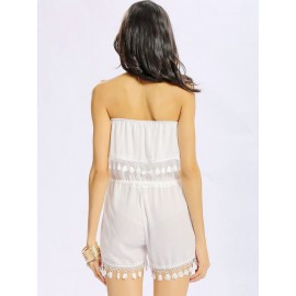 Women Casual Off Shoulder Lace-up Bandage Sleeveless Jumpsuit