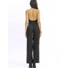 Women Casual Deep V Halter Backless Sleeveless Loose Jumpsuit