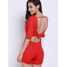 Women Sexy Backless Bandage Bow Half Sleeve O-neck Jumpsuits