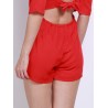 Women Sexy Backless Bandage Bow Half Sleeve O-neck Jumpsuits