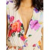 Women Sexy Floral Print Deep V Loose Sleeveless Lace-up Jumpsuit