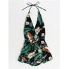 Sexy Backless Halter Floral Printed Bohemian Short Jumpsuits