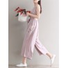 Women Vintage Sleeveless Pocket Back Zipper Wide Leg Jumpsuits