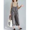 Plaid Print Wide Leg Spaghetti Straps Women Casual Romper