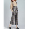 Plaid Print Wide Leg Spaghetti Straps Women Casual Romper