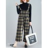 Plaid Print Wide Leg Spaghetti Straps Women Casual Romper