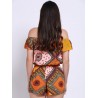 Women Casual Vintage Folk Off Shoulder Geo Print Short Sleeve Jumpsuit