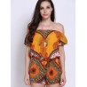 Women Casual Vintage Folk Off Shoulder Geo Print Short Sleeve Jumpsuit