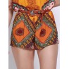 Women Casual Vintage Folk Off Shoulder Geo Print Short Sleeve Jumpsuit